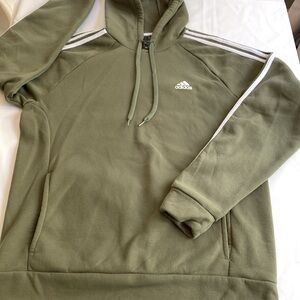 Adidas Green Hoodie with White Stripes size large